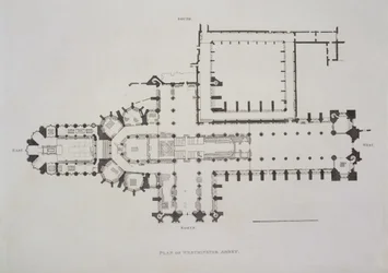 Plan der Westminster Abbey, Tafel 1 aus Westminster Abbey, veröffentlicht von Rudolph Ackermann (1764-1834), 1812